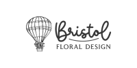 Logo for Bristol Floral Design featuring a black and white sketch of a hot air balloon on the left and the words “Bristol Floral Design” in elegant, cursive and serif fonts on the right.