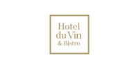 Logo for Hotel du Vin & Bistro featuring the name in elegant gold serif font inside a thin, gold square border on a white background.