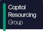 Logo for Capital Resourcing Group featuring white text on a dark blue rectangle with a vertical green bar on the left.